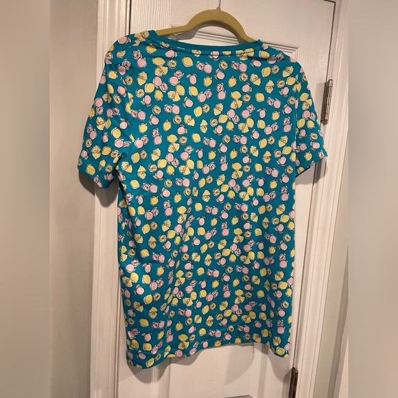 NWT Kim Rogers Size S Turquoise Pink Lemon Crew Neck Short Sleeve Tee Shirt - Picture 9 of 10